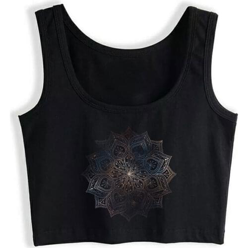Crop Top Sport Cosmic Mandala Boho Hippie 13 Design Harajuku Print Tops Women