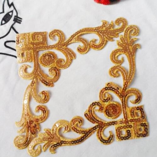 24*9 cm DIY clothing accessories stage costumes sequined dress ironing adhesive stickers computer embroidery gold Patch stickers