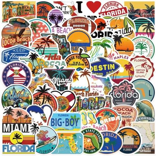 10/30/50PCS Florida Landscape Graffiti Stickers For DIY Stationery Guitar Skateboard Phone Laptop Suitcase Waterproof Sticker