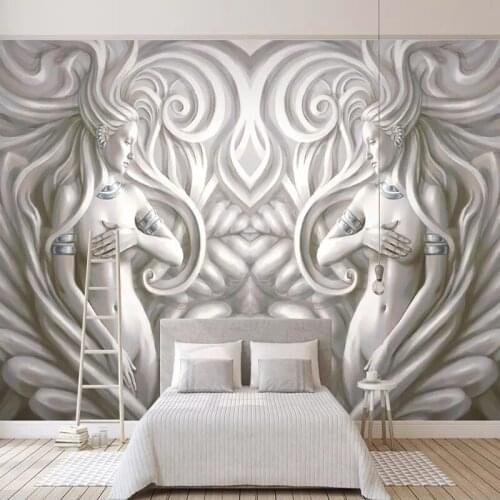 Custom Mural Wallpaper Papel De Parede 3D European Style Embossed Beauty Sculpture Modern Living Room TV Backdrop Wall Painting