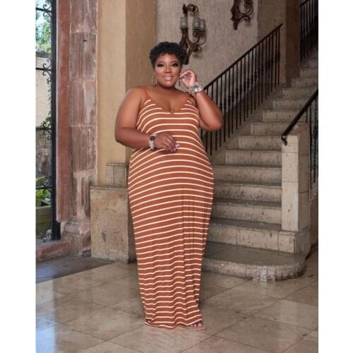 Women V Neck Nightgown Casual Sleeveless Long Nightshirt Stripe Print Night Loungewear Dress Summer Plus Size Sleepshirt Chemise