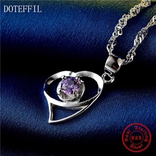 Love Necklace 925 Sterling Silver Women Charm Necklace Heart Fashion Silver AAAA 4mm Zircon Pendant Necklace Jewelry