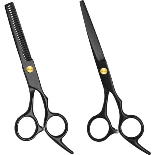 6 Inch Matte Black Beauty Custom Logo Hairdressing With Carbon Coating Surface Barber Scissors Hair Cutting