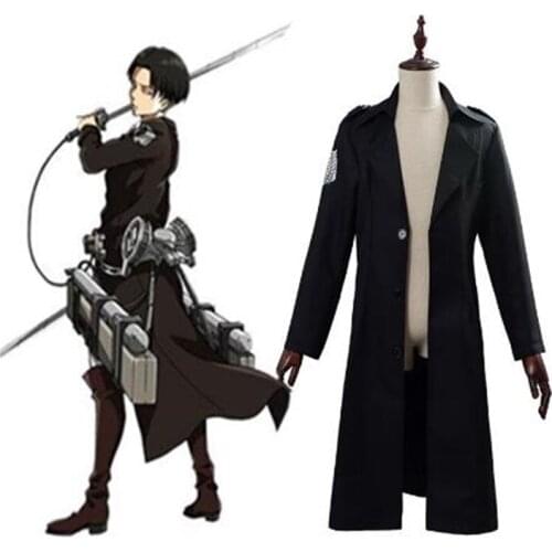 Fast delivery Attack on Titan Cosplay Costume Levi Rivaille Cloak Trench Coat Jacket Uniform Halloween Costume Anime cosplay