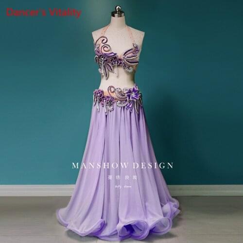 Professional Custom Made Belly Dance Set New Costume Suit Sexy floating Women Big Swing Skirt High-End Custom