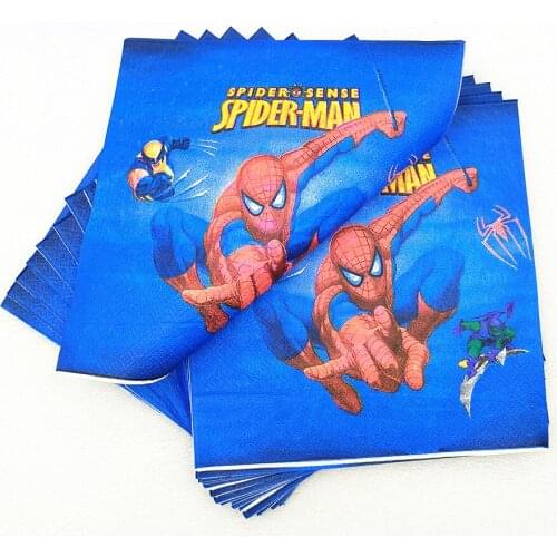 20pc/set Spiderman Party Supplies Napkin Baby Shower Disposable Tableware Decoration Superhero Tissue Kids Birthday Party Favors