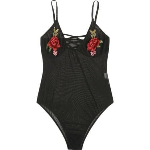 Sexy Lingerie Woman Embroidery Flowers Lace Hollow Out Teddies Transparent Sexy Underwear Lenceria Sensual Mujer Plus Size 3XL