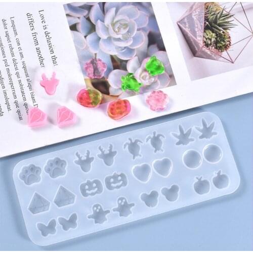 Crystal Epoxy Resin Mold Ear Studs Silicone Mould DIY Crafts Jewelry Earring Making Tool