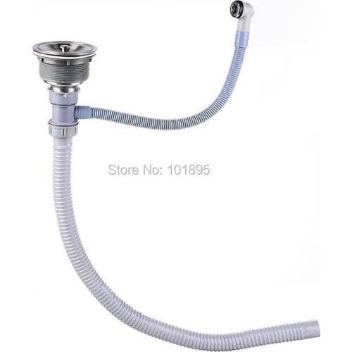 Kitchen Sink Stainless Steel Drain with Flexible Hose for Single Bowel