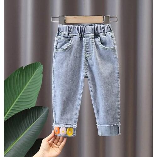 Spring baby girls clothes kids outfit stretch denim trousers for toddler girls clothing 1 2 3 4 5 6 baby birthday pants jeans