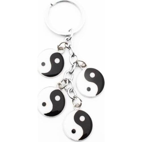 Vintage Charm Enamel Ancient Tai Ji Yin Yang Symbol Keychain For Keys Car Key Ring Couple Pendant Key Chains Jewelry Gift Bijoux