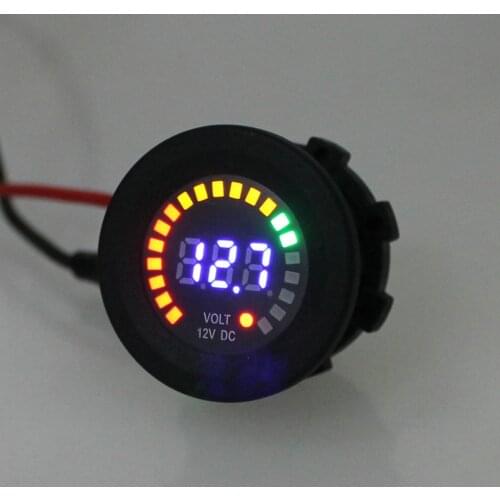 12V Digital Car Motorcycle Voltmeter Voltage Meter Gauge with Blue LED Display for Car Auto Automotive Motorcycle