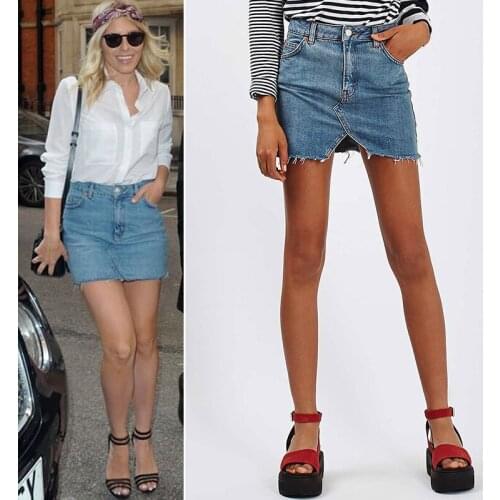 Women Skirt Summer Jeans Skirt Shorts Pencil Denim Hole Pocket Button High Waist Skirt Bandage Mini Skirt Women