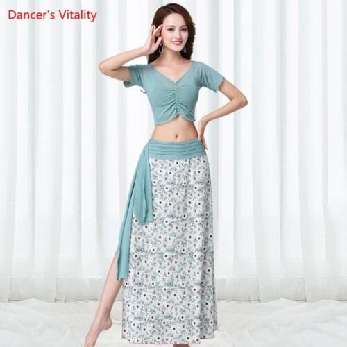 Belly Dance Suit Female Adult Elegant V-neck Top Performance Clothes Oriental Dancing Shirt Or Long Skirt Practice Clothing