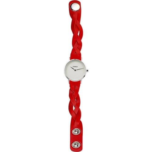 2020 Ladies gift ultrathin case watch Enmex simple design red brief face Hand woven quartz fashion wristwatch