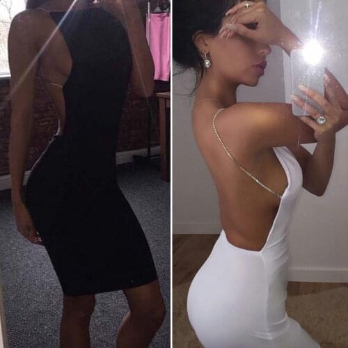 2019 Womens Summer Solid Backless Sleeveless Bandage Bodycon Backless Evening Party Club Mini Dress