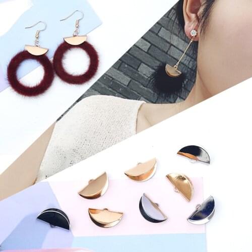 Fashion Personality Folding Semi-circle with Hanging Brass DIY Handmade Earrings Accessories Components Material 10pcs