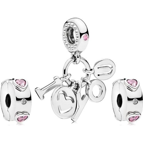 2018 NEW 100% 925 Sterling Silver I Love You Charm Pack Bead Heart Clip Fit Charm Original Bracelet Jewelry Gift A Set Of Prices