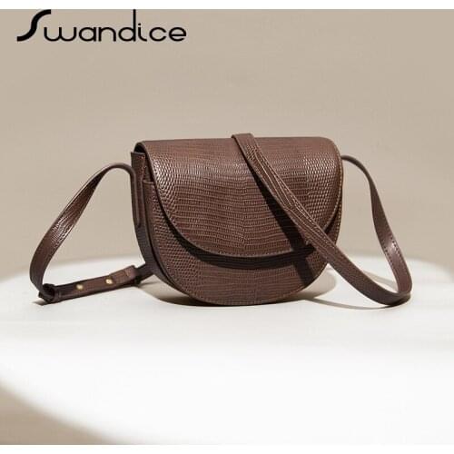 2020 Vintage Lizard Pattern Saddle Flap Crossbody Messenger Shoulder Bags Women Female Handbags Simple Normcore Cross Body Chic