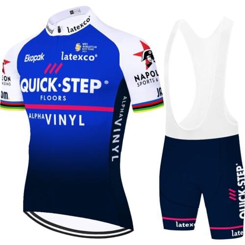 01 Quick step cycling jersey suit summer short sleeve uniforme ciclismo quick dry cycling shorts 20D gel