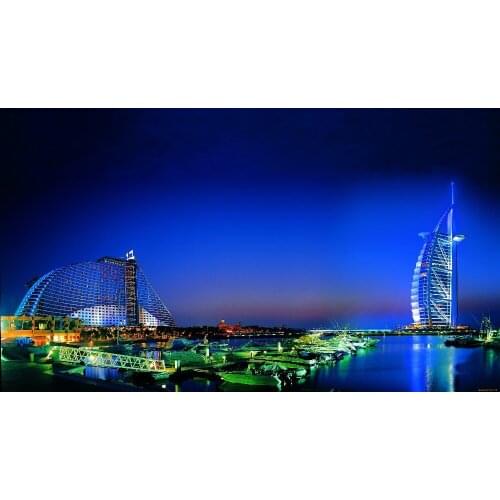 24X43 INCH / Burj Al Arab Dubai Nature Landscape Poster family silk wall / night scene