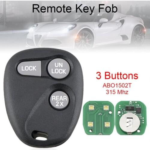 315Mhz 3 Button Durable Car Remote Keyless Entry Key Fob FCC: ABO1502T Fit for Chevrolet Tahoe