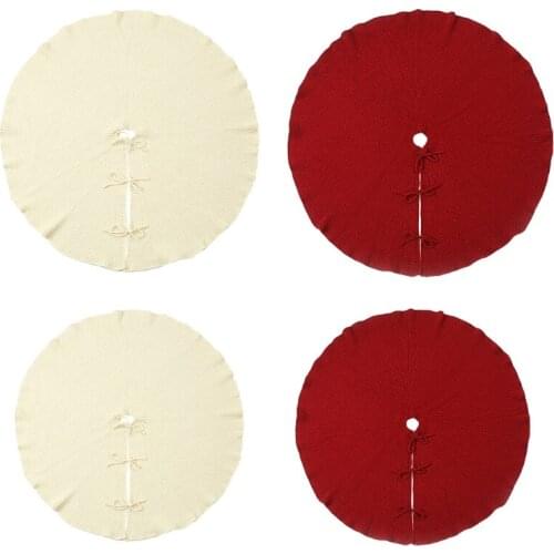 92/122cm Rustic Christmas Tree Skirt Ornament Round Carpet Floor Mat with Ties New 2020
