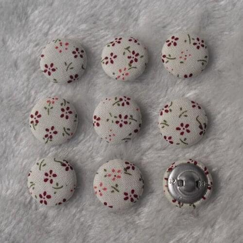 Free shipping 100pcs/lot 20mm 2cm cotton prints made by hand fabric cover button cloth covered buttons component with shank E119
