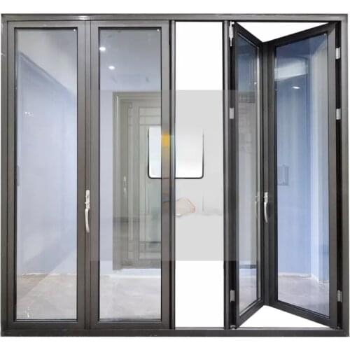 Safe glass aluminum folding bifold bi folding door