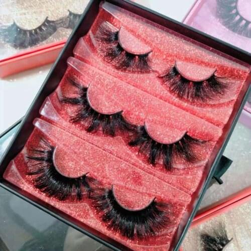 Bloomink wholesale 3 pairs set lashes box eyelashes packaging for 5D mink eyelashes box with tray