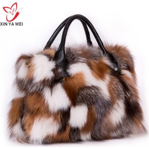 Big bag made of fox fur, new Women Luxury bag made of genuine Fox fur, large size, crossbody bag, Gift diagonal package