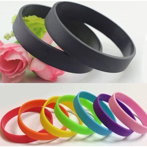 New 1pc Women Men Silicone Rubber Wristband Flexible Wrist Band Cuff Bracelet Sports Jogger Running Casual Bangle 12 Colors
