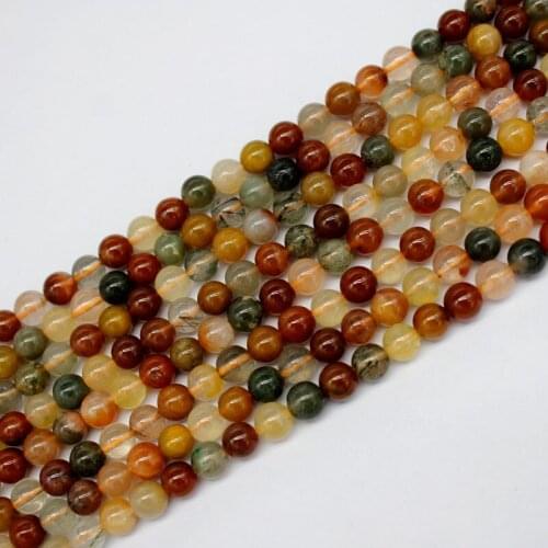 Natural stone beads rutilated quartz round beads for jewelry making 15inch/strand 6/8/10mm pick size