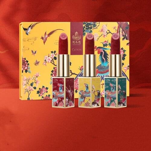 Catkin Summer Palace Birds Facing the Phoenix Carved Lipstick Genuine Natural White