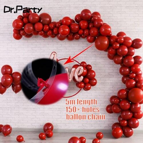 5m Length Double Hole Balloon Chain DIY Modeling Balloon Arch Accessories Tie Tool Birthday Party Backdrop Decor Sticker JL0015