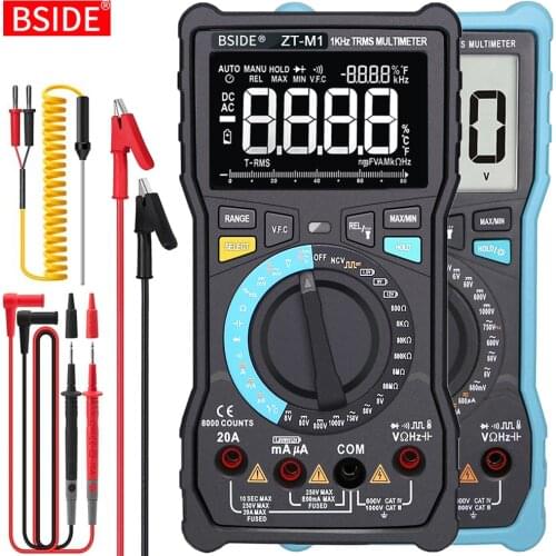 BSIDE Digital Multimeter Profesional True RMS 8000 Analogue Tester 20A Current DC AC Voltage Capacitance VFC ohm battery Hz test