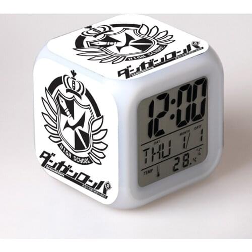 Dangan Ronpa Mono Kuma Monokuma White Black Bear Anime seven Color Change Glowing Digital Alarm Clock