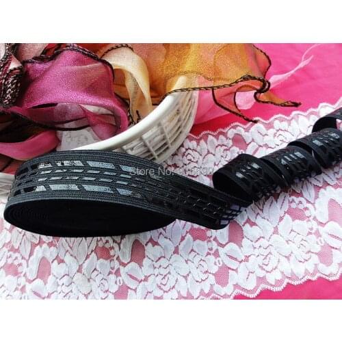 Elastic strap with silicone grip 1" webbing with silicone gripper color black for dress bag belt hair tie shoes head lamp