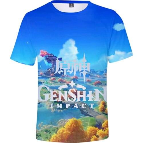 Comic Genshin Impact T-Shirt Women Men Fashion Casual Tshirt 2021 Summer Tee Shirt 3D T-Shirt Short Sleeve Print Genshin Impact