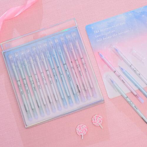 Twelve Constellation Gel Pen Students with Ins Wind Cute Girl Heart High Value Suit 0.5 Black Refill