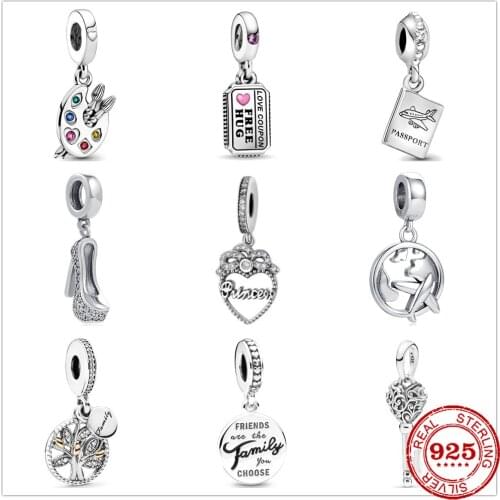 Hot Selling 100% genuine 925 sterling color palette key high heels book heart charm bead charms fit original pandora bracelets