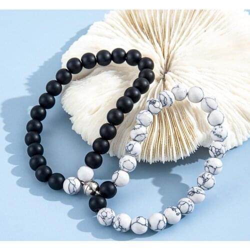2021 Fashion 2Pcs/set Natural Stone Beads Yoga Bracelet for Lovers Distance Magnet Couple Bracelets Healing Friendship Jewelry