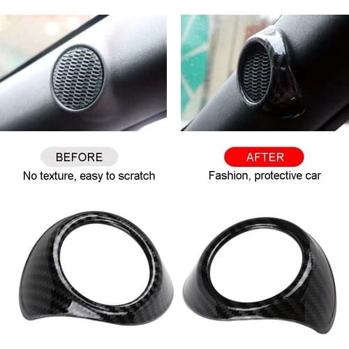 JEAZEA 1 Pair ABS Fiber Front Door A-pillar Audio Stereo Speaker Cover Fit For Ford Mustang 2015 2016 2017 2018 Car Accessories