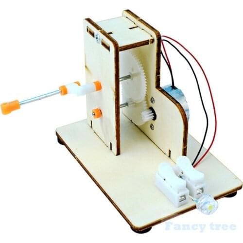Science Experiment Tecnologia Assemble diy kit Wooden hand crank generator demonstrate the energy conversion process steam toys