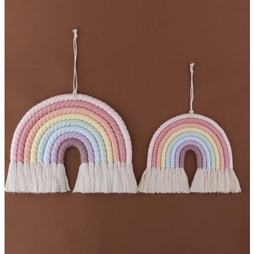 Nodic Style 8 Lines Hand-woven Rainbow Macrame Tapestry Baby Boys Baby Girls KIds Room Decor Wall hanging Decor Toys Home Decor