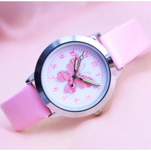 New Arrival High Quality Brand Childrens Student Girls Cute Colorful Butterfly Dial Kids Watch Relogio Kol Saati