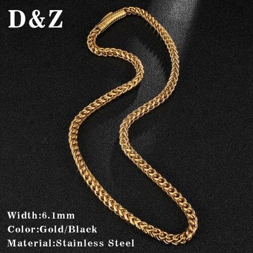D&Z Gold Blcak Color 316L Stainless Steel Necklace Men Cuban Link Chain Collares For Male Accessories
