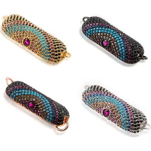 36*12mm Zircon Jewelry Making DIY Craft Delicate Micro Pave Necklaces Cylindrical Pendants Copper Bracelet Connector Jewelry