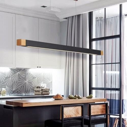 Nordic LED Pendant Lights for Office Decoration, Simple Creative Lighting Long Strip Pendant Lamp Office Building Basement Lamps