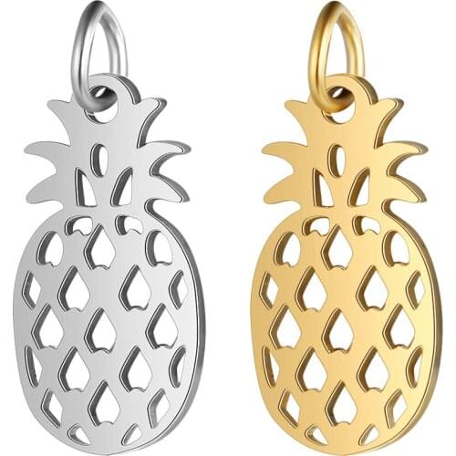 Hollow Full Polished Stainless Steel Pineapple Charm Fruit Pendants for DIY Bracelet Necklace Jewelry Making Wholesales